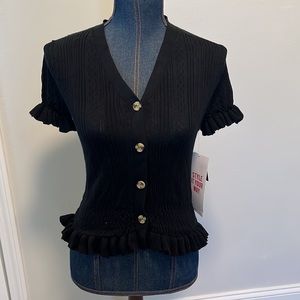 Celebrity pink Pointelle button up sweater NWT XS